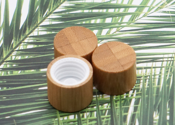Cilindro di plastica coperto di bambù cosmetico 18mm 15mm del coperchio a vite per le bottiglie