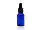Bottiglie blu di vetro del contagoccia dell'olio essenziale con il capezzolo di plastica nero del nero del contagoccia di 18mm