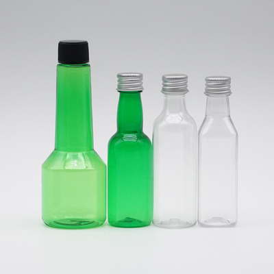 Bottiglia cosmetica dello spruzzo del collo lungo di plastica verde trasparente con i coperchi a vite 100ml